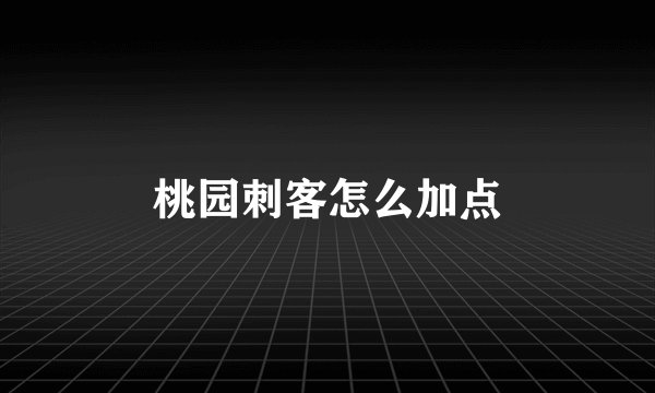 桃园刺客怎么加点