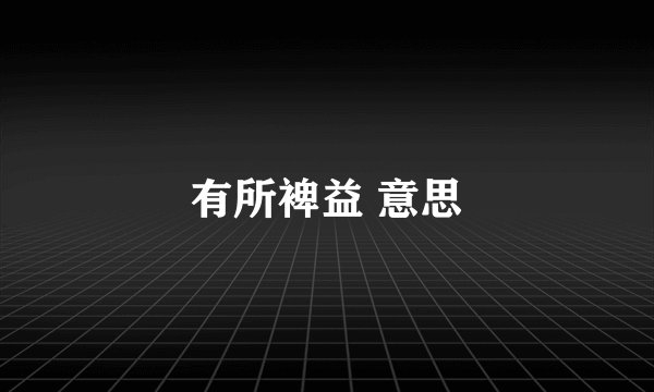 有所裨益 意思