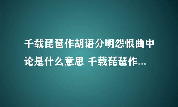 千载琵琶作胡语分明怨恨曲中论是什么意思 千载琵琶作胡语分明怨恨曲中论的原文