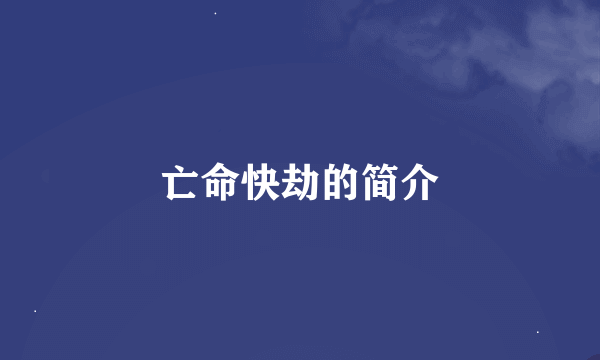 亡命快劫的简介