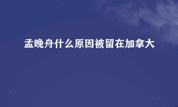 孟晚舟什么原因被留在加拿大