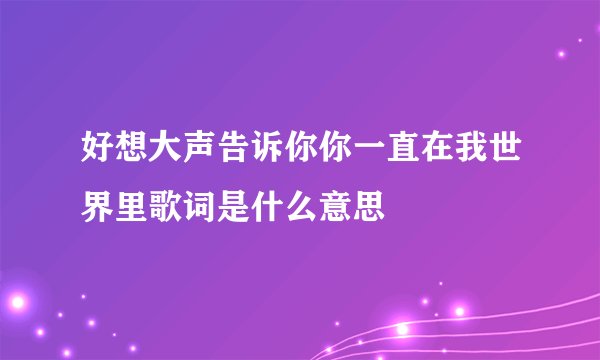好想大声告诉你你一直在我世界里歌词是什么意思