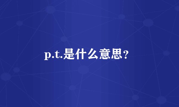 p.t.是什么意思？