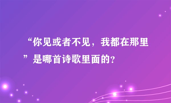 “你见或者不见，我都在那里”是哪首诗歌里面的？