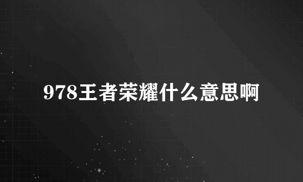 978王者荣耀什么意思啊
