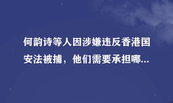 何韵诗等人因涉嫌违反香港国安法被捕，他们需要承担哪些法律责任？