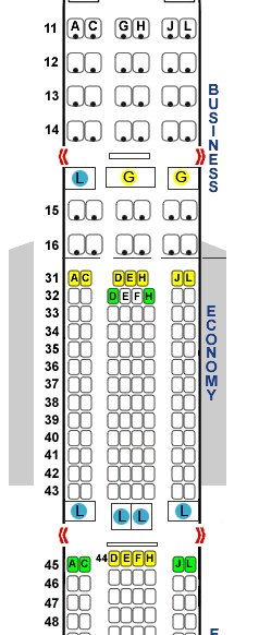 国航CA173 北京直飞悉尼 座位35J在什么地方 最好有个图