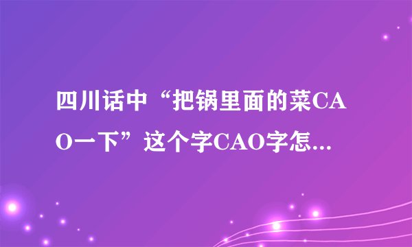 四川话中“把锅里面的菜CAO一下”这个字CAO字怎么写，或者用其他什么字来代替？