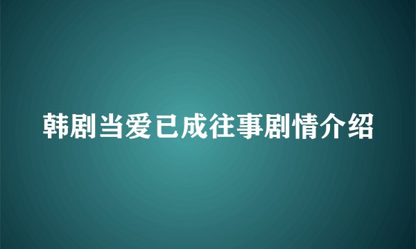 韩剧当爱已成往事剧情介绍