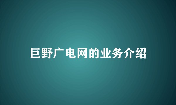 巨野广电网的业务介绍
