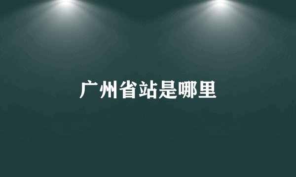 广州省站是哪里