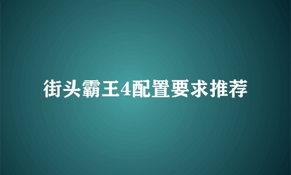 街头霸王4配置要求推荐