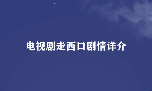 电视剧走西口剧情详介