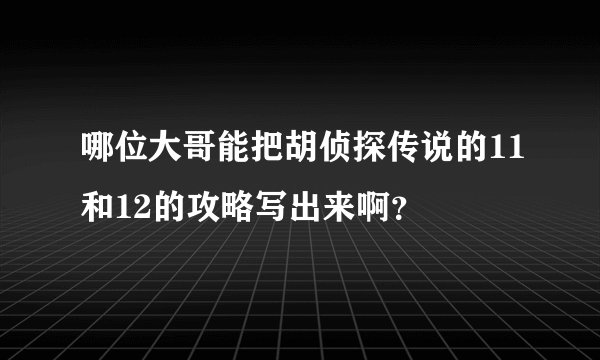 哪位大哥能把胡侦探传说的11和12的攻略写出来啊？