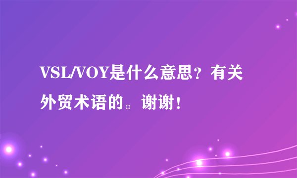VSL/VOY是什么意思？有关外贸术语的。谢谢！
