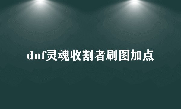 dnf灵魂收割者刷图加点