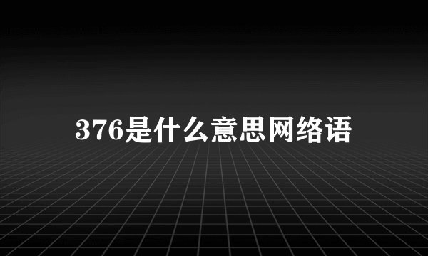 376是什么意思网络语