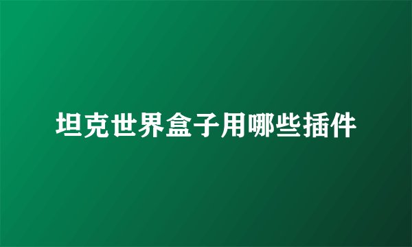 坦克世界盒子用哪些插件