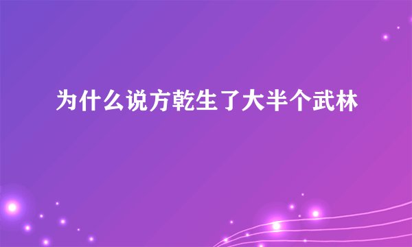为什么说方乾生了大半个武林