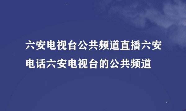 六安电视台公共频道直播六安电话六安电视台的公共频道