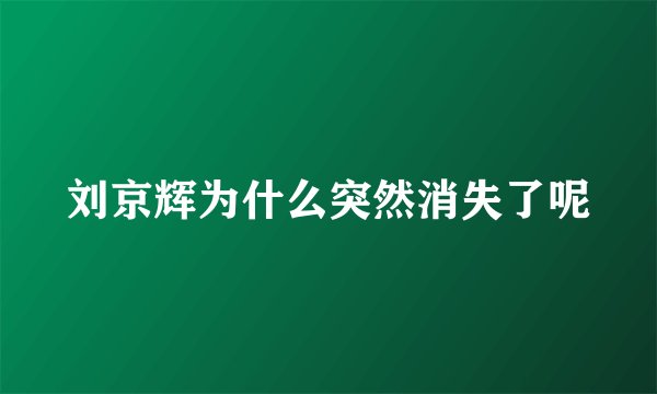 刘京辉为什么突然消失了呢