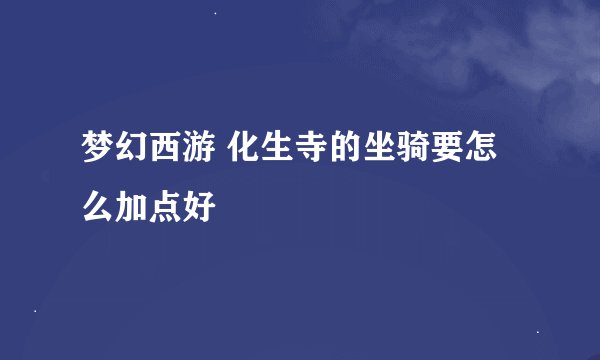 梦幻西游 化生寺的坐骑要怎么加点好