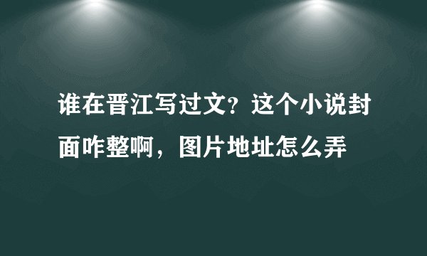 谁在晋江写过文？这个小说封面咋整啊，图片地址怎么弄