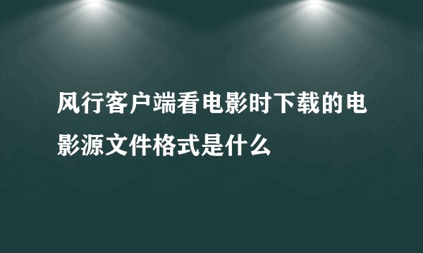 风行客户端看电影时下载的电影源文件格式是什么