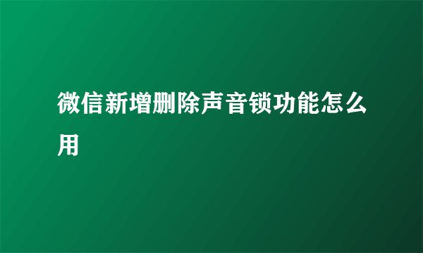 微信新增删除声音锁功能怎么用