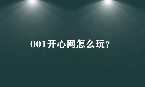 001开心网怎么玩？