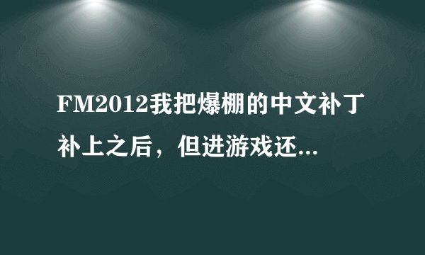 FM2012我把爆棚的中文补丁补上之后，但进游戏还是英文的，要在哪里进行语言选择，我一直没找到。