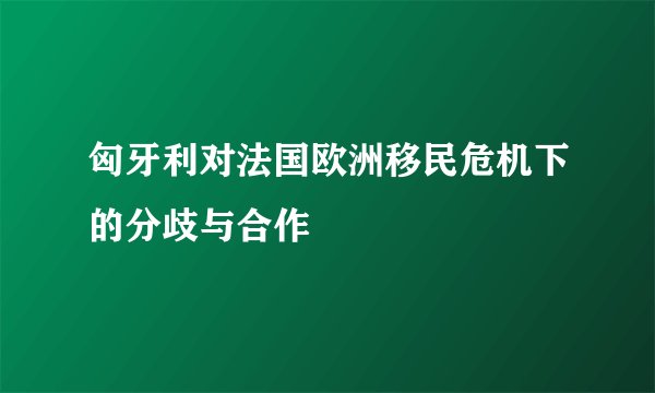 匈牙利对法国欧洲移民危机下的分歧与合作
