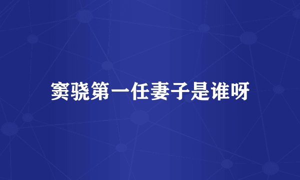 窦骁第一任妻子是谁呀