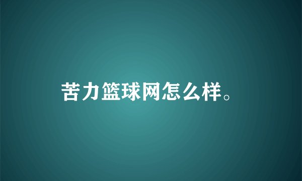 苦力篮球网怎么样。