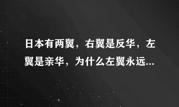 日本有两翼，右翼是反华，左翼是亲华，为什么左翼永远都斗不过右翼，首相永远是右翼的？