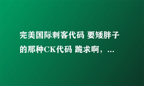 完美国际刺客代码 要矮胖子的那种CK代码 跪求啊，大大们帮帮我找找。。。。。