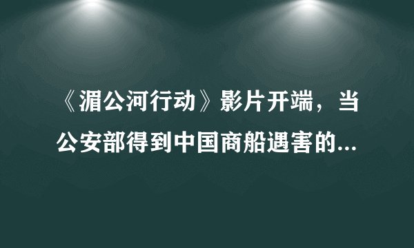 《湄公河行动》影片开端，当公安部得到中国商船遇害的消息，立刻调动最强警力，并竭力促成