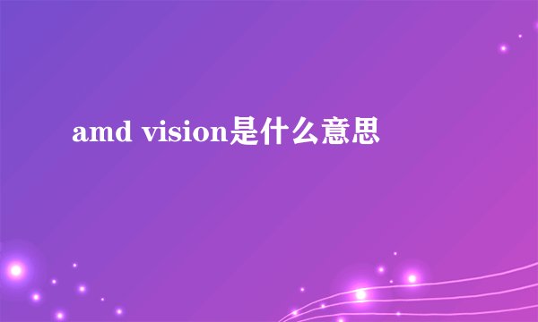 amd vision是什么意思