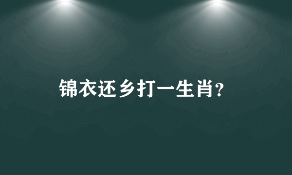 锦衣还乡打一生肖？