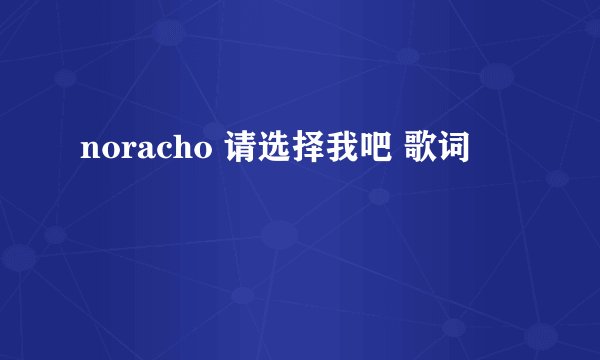 noracho 请选择我吧 歌词