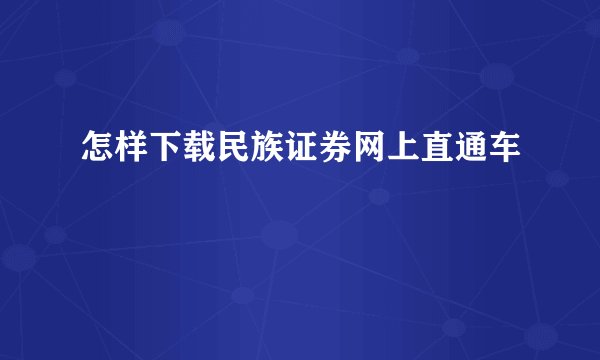 怎样下载民族证券网上直通车