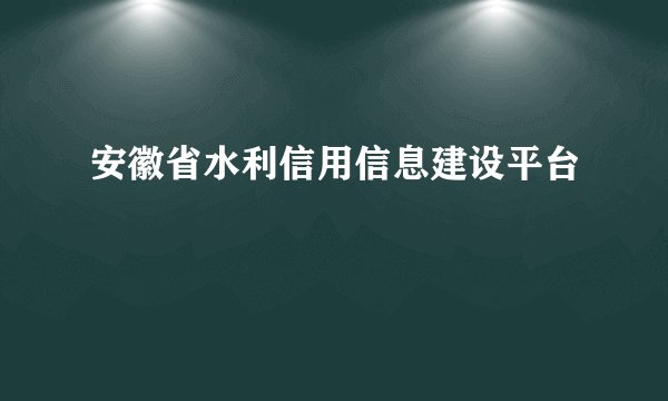 安徽省水利信用信息建设平台