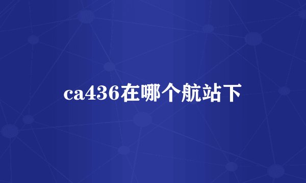 ca436在哪个航站下
