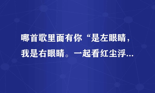 哪首歌里面有你“是左眼睛，我是右眼睛。一起看红尘浮光掠影”歌词