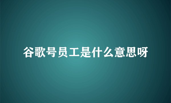 谷歌号员工是什么意思呀