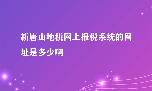 新唐山地税网上报税系统的网址是多少啊