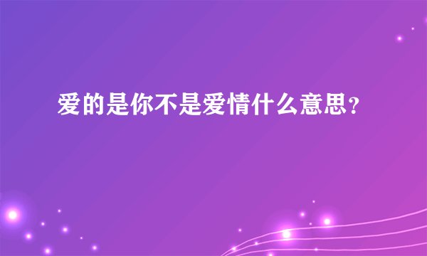 爱的是你不是爱情什么意思？