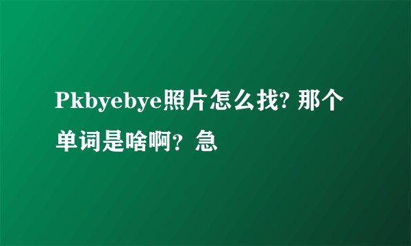 Pkbyebye照片怎么找? 那个单词是啥啊？急