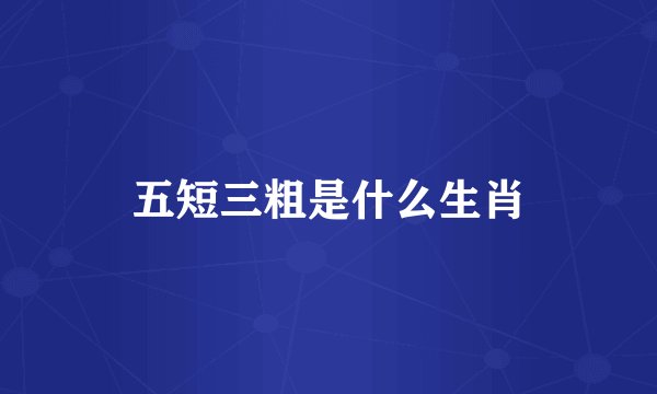 五短三粗是什么生肖