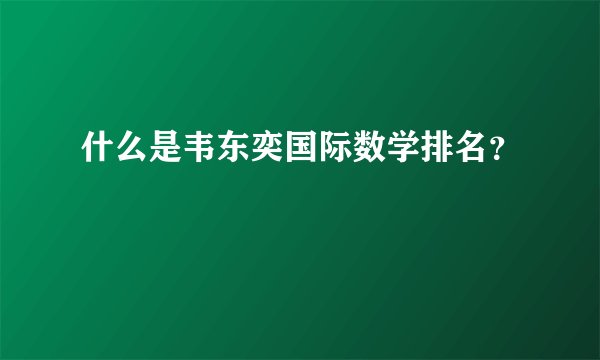 什么是韦东奕国际数学排名？